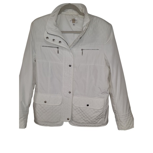 Gallery Jackets & Blazers - Gallery Womens White Quilted Snap Zip Front Utility Pristine Jacket Size‎ XL